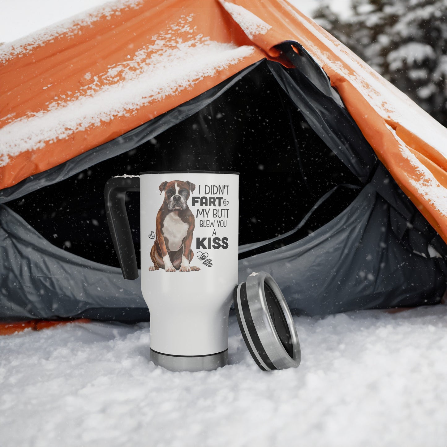 Boxer Travel Mug 14 oz Funny Boxer Dog I Didn't Fart