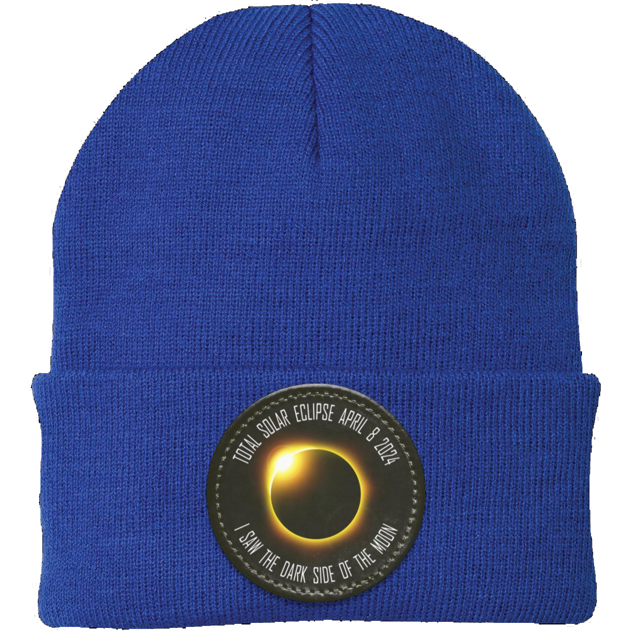 Total Solar Eclipse April 8 2024 eclipse beanie, I Saw the Dark Side of the Moon hat, Knit Cap - Patch