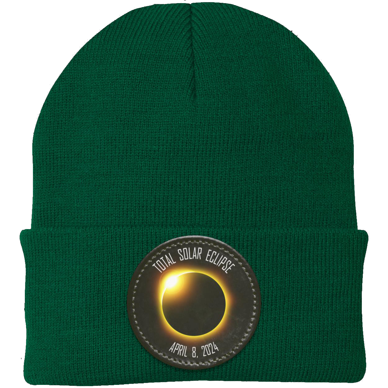 Total Solar Eclipse beanie, 2024 eclipse, April 8 2024 solar eclipse gifts, Knit Cap - Patch