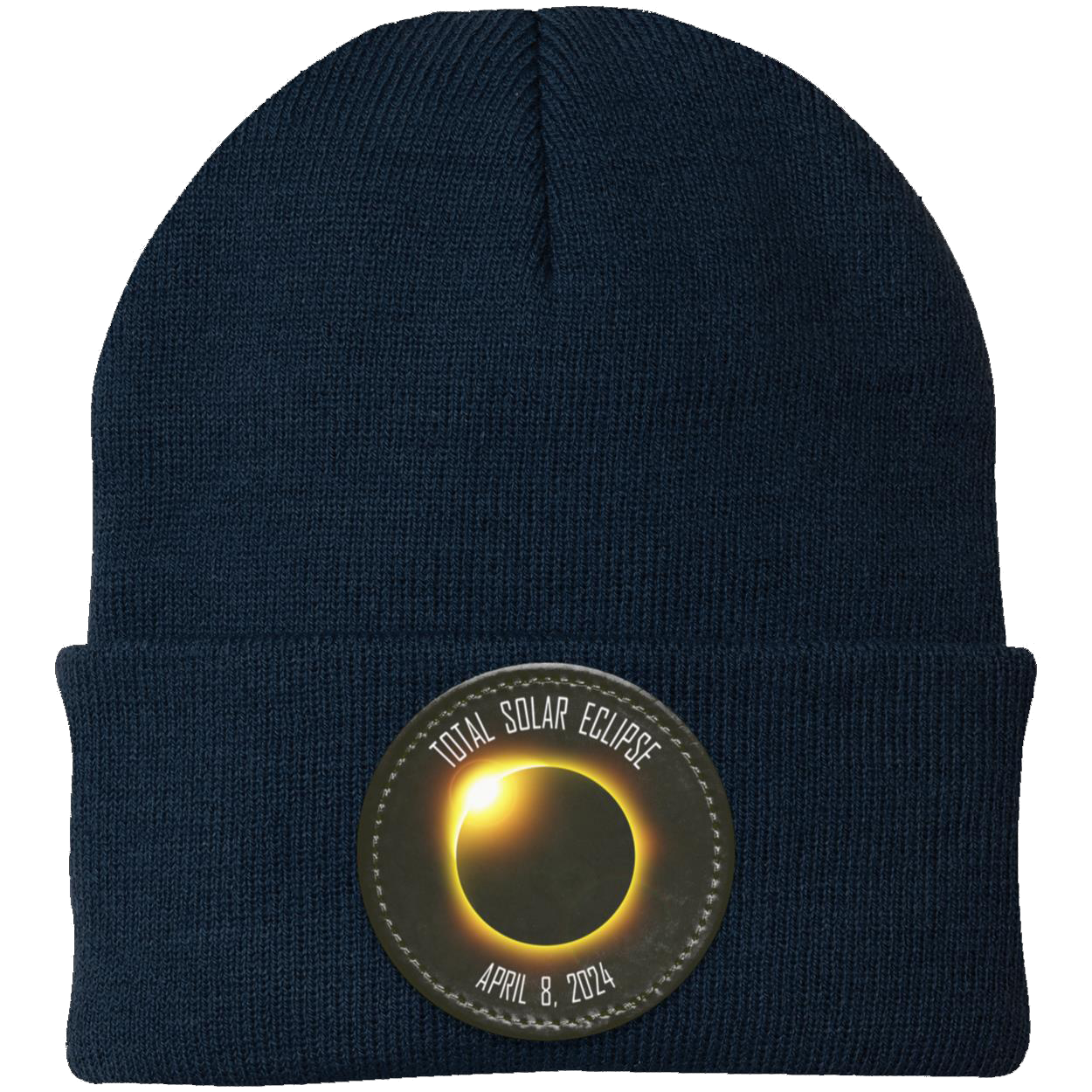 Total Solar Eclipse beanie, 2024 eclipse, April 8 2024 solar eclipse gifts, Knit Cap - Patch