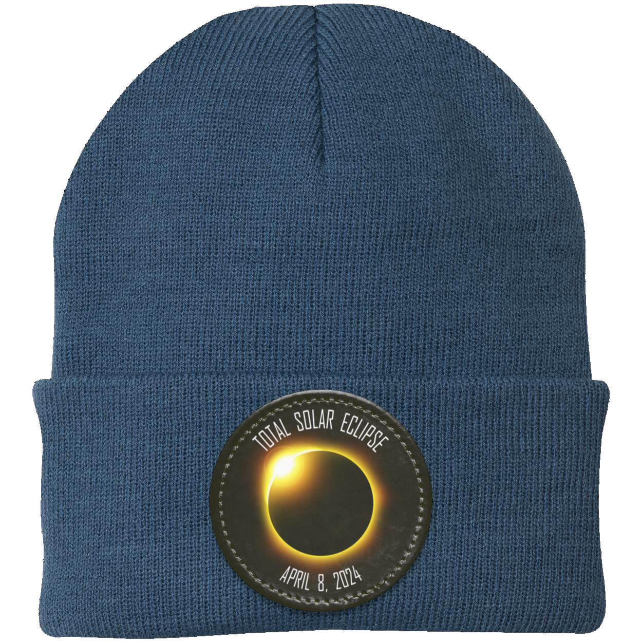 Total Solar Eclipse beanie, 2024 eclipse, April 8 2024 solar eclipse gifts, Knit Cap - Patch