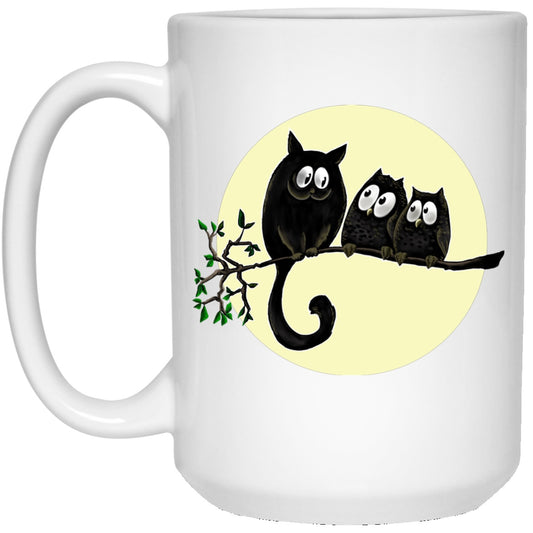 Cat Owls Mug Funny Halloween White Mugs - GoneBold.gift