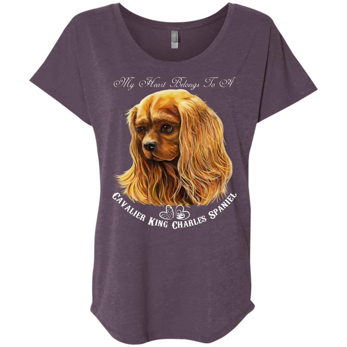 Cavalier King Charles Spaniel Ruby My Heart Dolman Sleeve T-shirt - GoneBold.gift