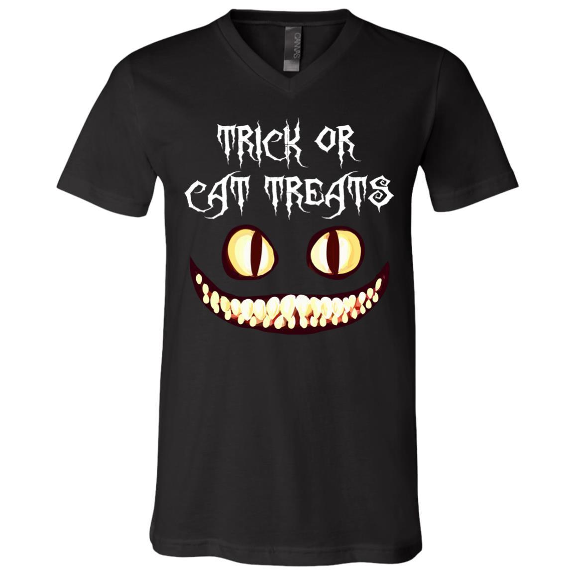 Cat Shirt Funny Halloween Trick or Cat Treats Unisex Tees - GoneBold.gift