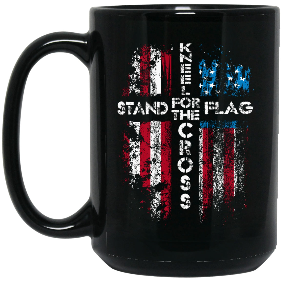 Stand For The Flag Kneel for The Cross Mug Black Coffee Mugs - GoneBold.gift
