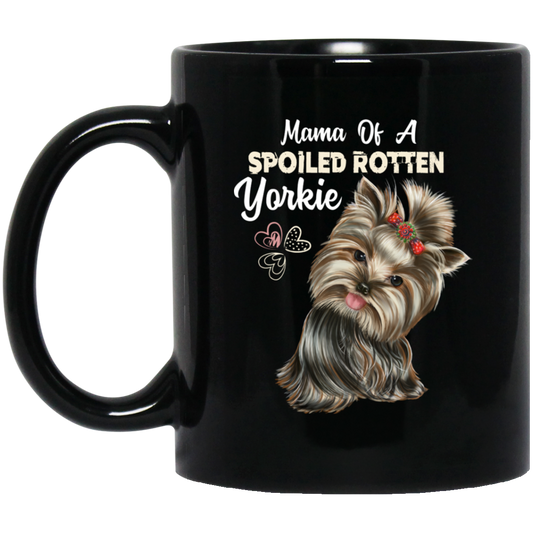 Yorkie mom mug, Mama of a Spoiled Rotten Yorkie, funny gift - GoneBold.gift
