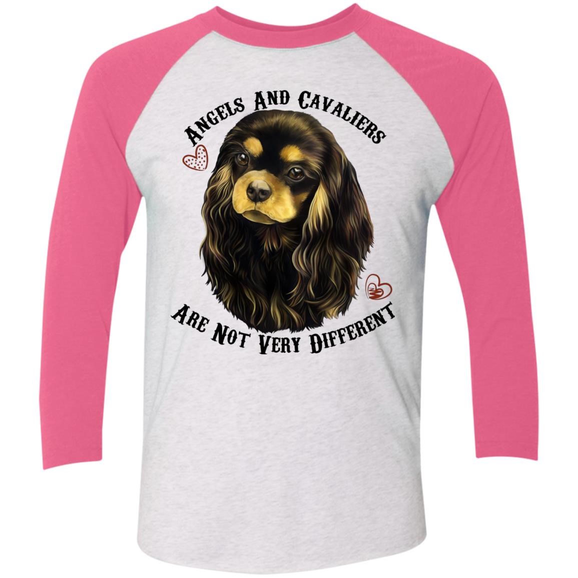 Cavalier King Charles Spaniel Black and Tan Angels Baseball Raglan T-Shirt - GoneBold.gift