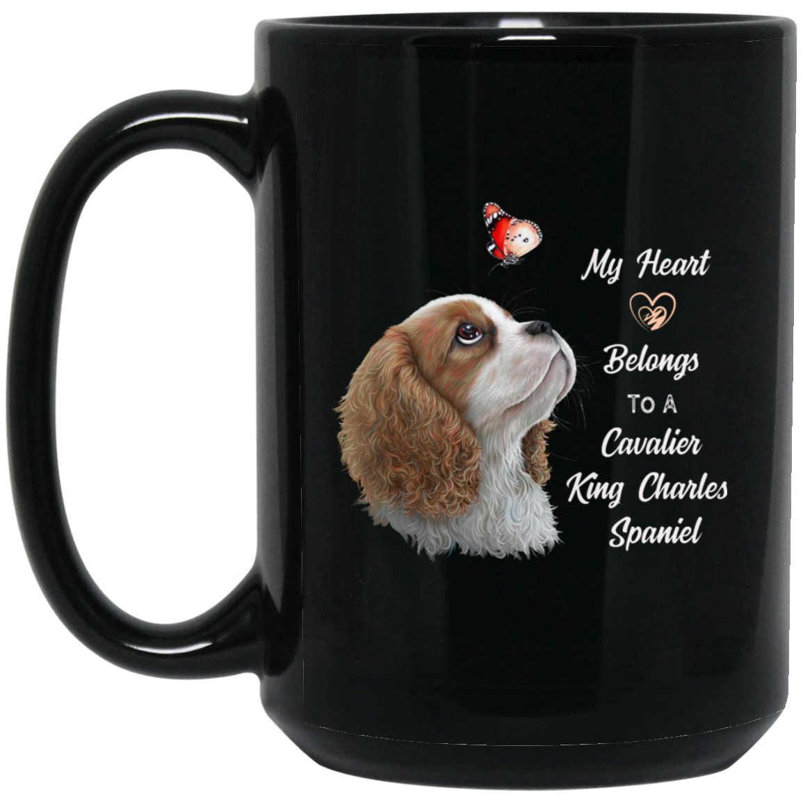Cavalier King Charles Spaniel Gifts, Blenheim Cavalier, My Heart Belongs to a Cavalier mug - GoneBold.gift