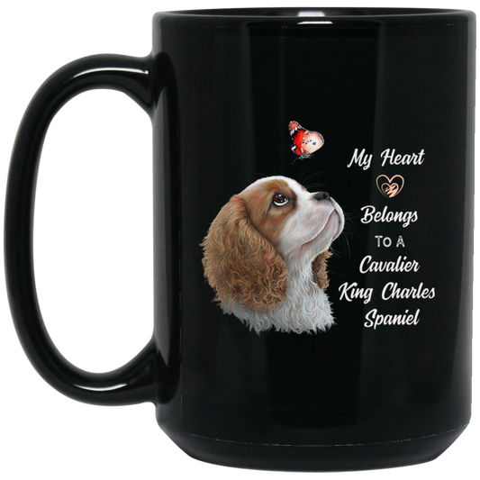 Cavalier King Charles Spaniel Gifts, Blenheim Cavalier, My Heart Belongs to a Cavalier mug - GoneBold.gift