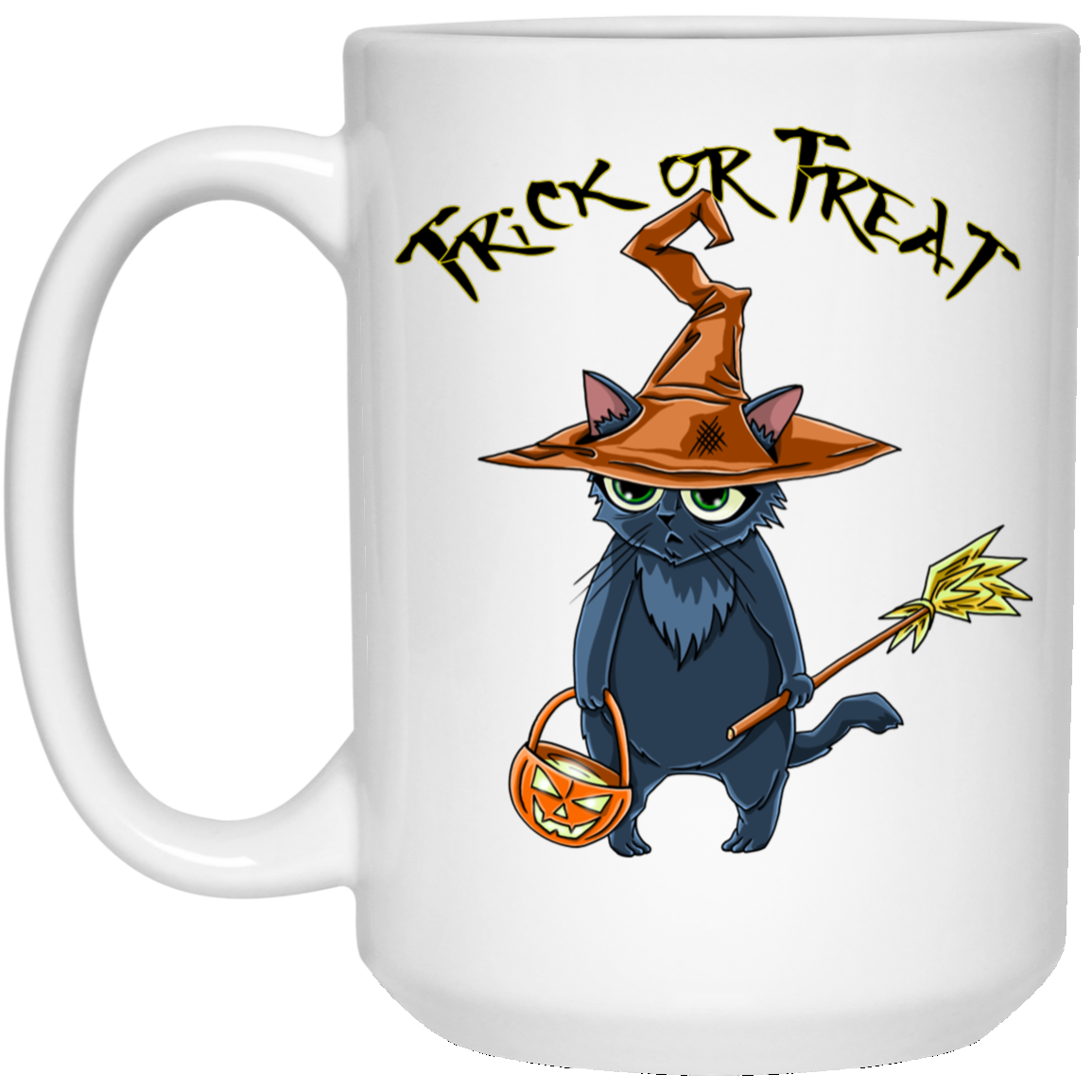 Wizard black cat mug with hat