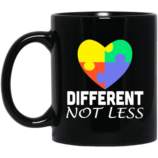Autism Awareness Mug Different Not Less Heart jigsaw puzzle pieces Black Coffee Mugs - GoneBold.gift