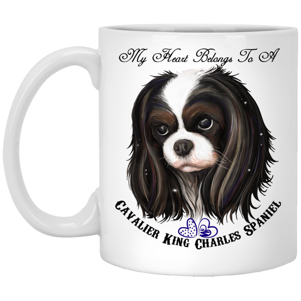 Cavalier King Charles Spaniel Gifts - My Heart Belong to A Cavalier Tricolor White Mugs - GoneBold.gift