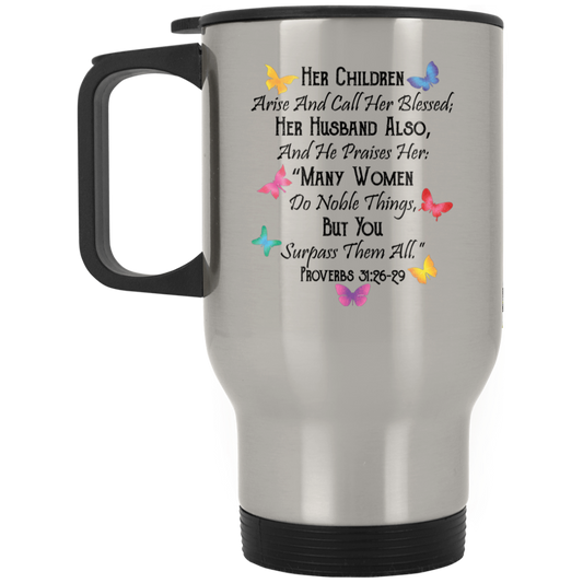 Christian Woman Gift, Bible Verse Mom Travel Mug - GoneBold.gift