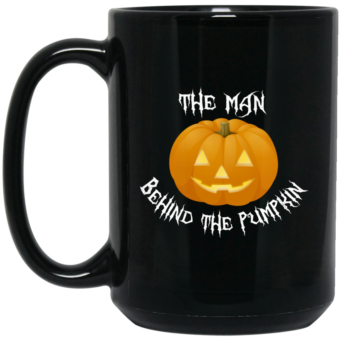Man Behind The Pumpkin Mug Halloween Black Coffee Mugs - GoneBold.gift