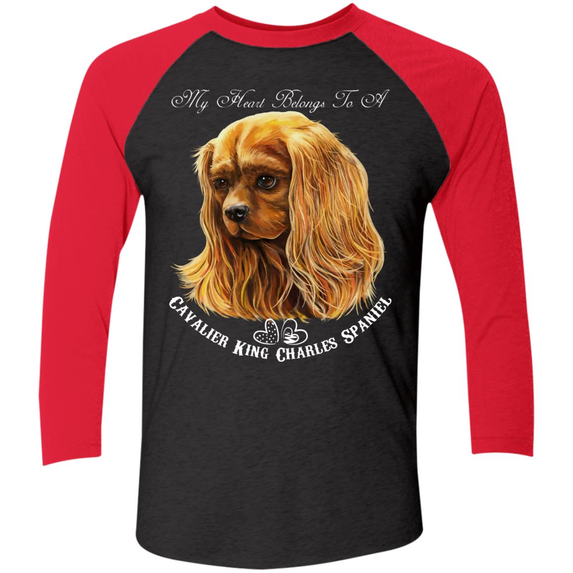 Cavalier King Charles Spaniel Ruby My Heart Baseball Raglan T-Shirt - GoneBold.gift