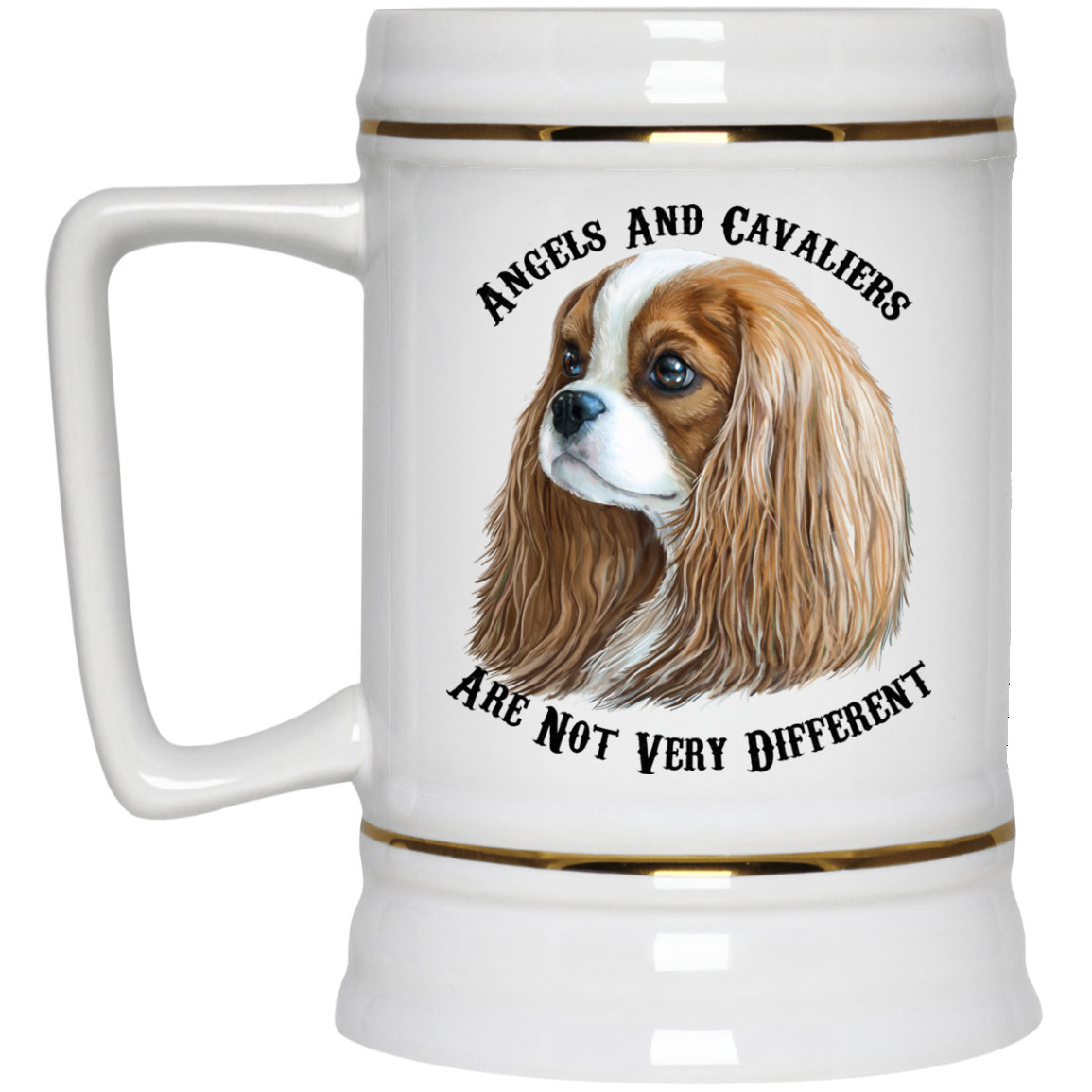 Cavalier King Charles Spaniel Gifts - Cavaliers And Angels Blenheim King Charles White Mugs White Mugs - GoneBold.gift