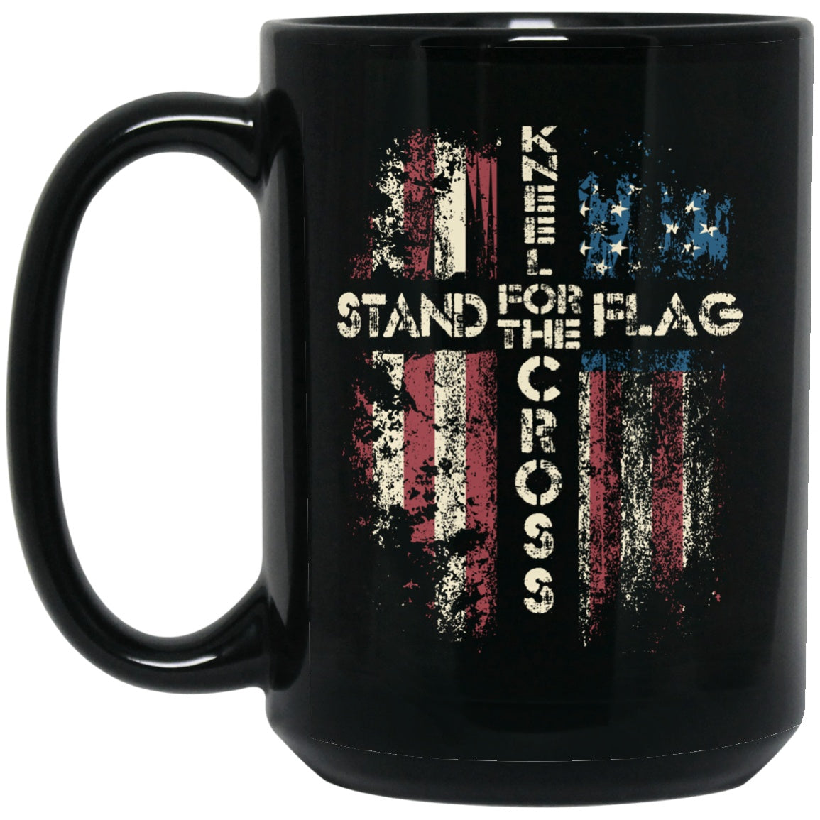 Stand For the Flag Kneel for The Cross Mug Patriotic Black Coffee Mugs - GoneBold.gift
