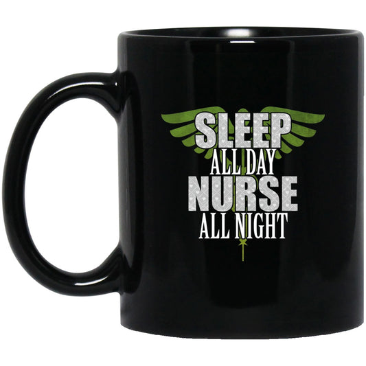 Nurse All Night Black Coffee Mugs - GoneBold.gift