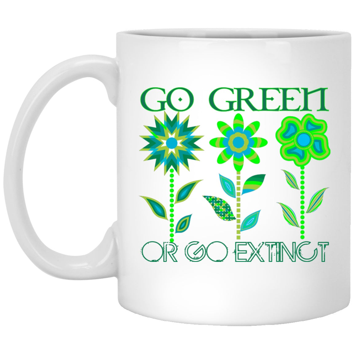 Go Green Or Go Extinct White Coffee Mugs and Beer Steins - GoneBold.gift