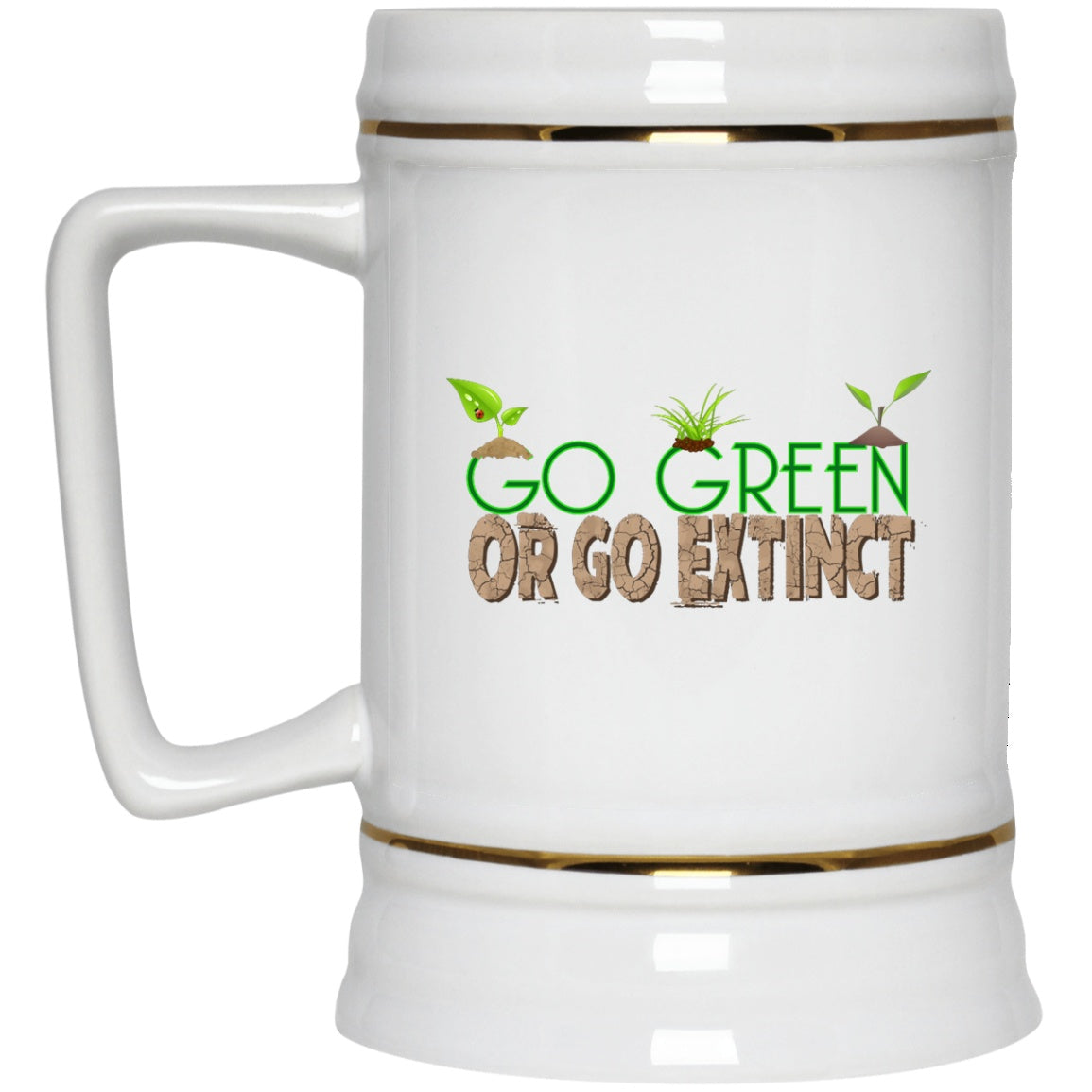 Go Green White Coffee Mugs & Beer Steins - GoneBold.gift