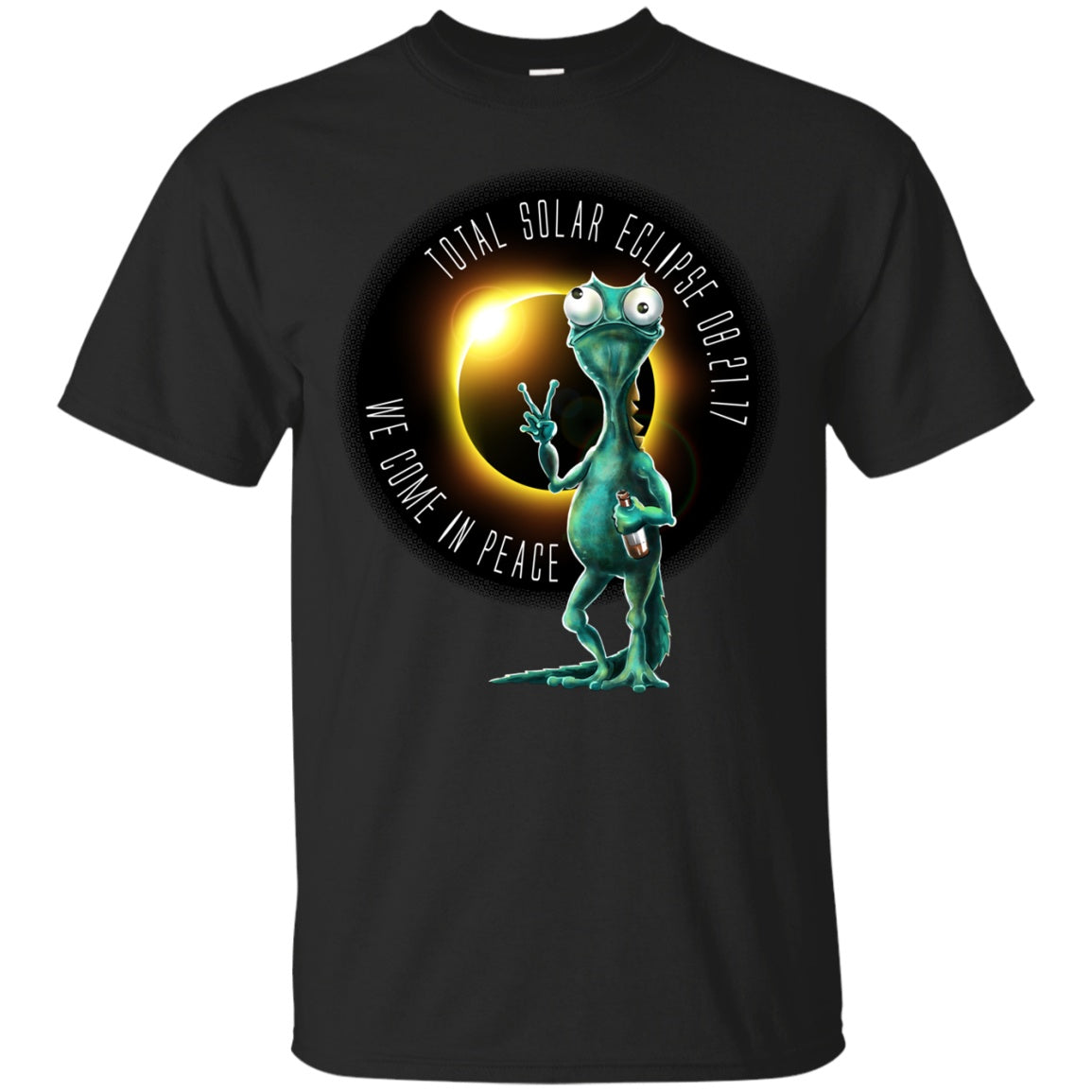 Solar Eclipse Hoodies Unisex - We Come In Peace Lizard Men - GoneBold.gift