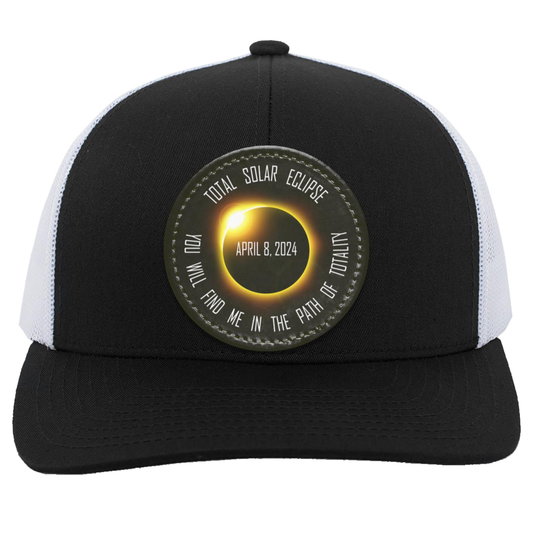 Total Solar Eclipse hat cap, April 8 2024 eclipse, Find Me In the Path of Totality, Trucker Snap Back - Patch