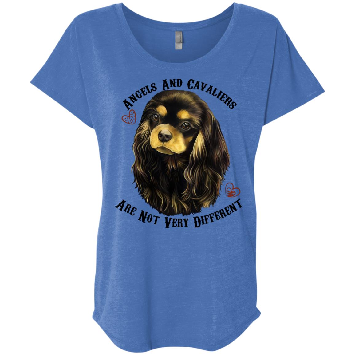 Cavalier King Charles Spaniel Black and Tan Angels Dolman Sleeve T-shirts - GoneBold.gift