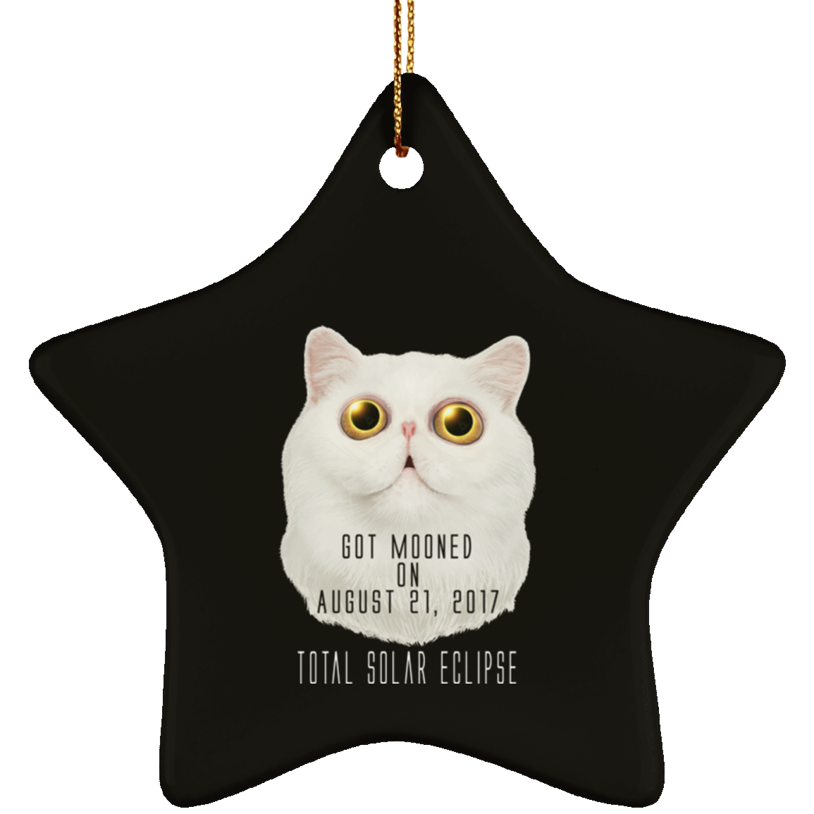 Christmas Tree Decorations - Solar Eclipse Cat Got Mooned Ornament - GoneBold.gift