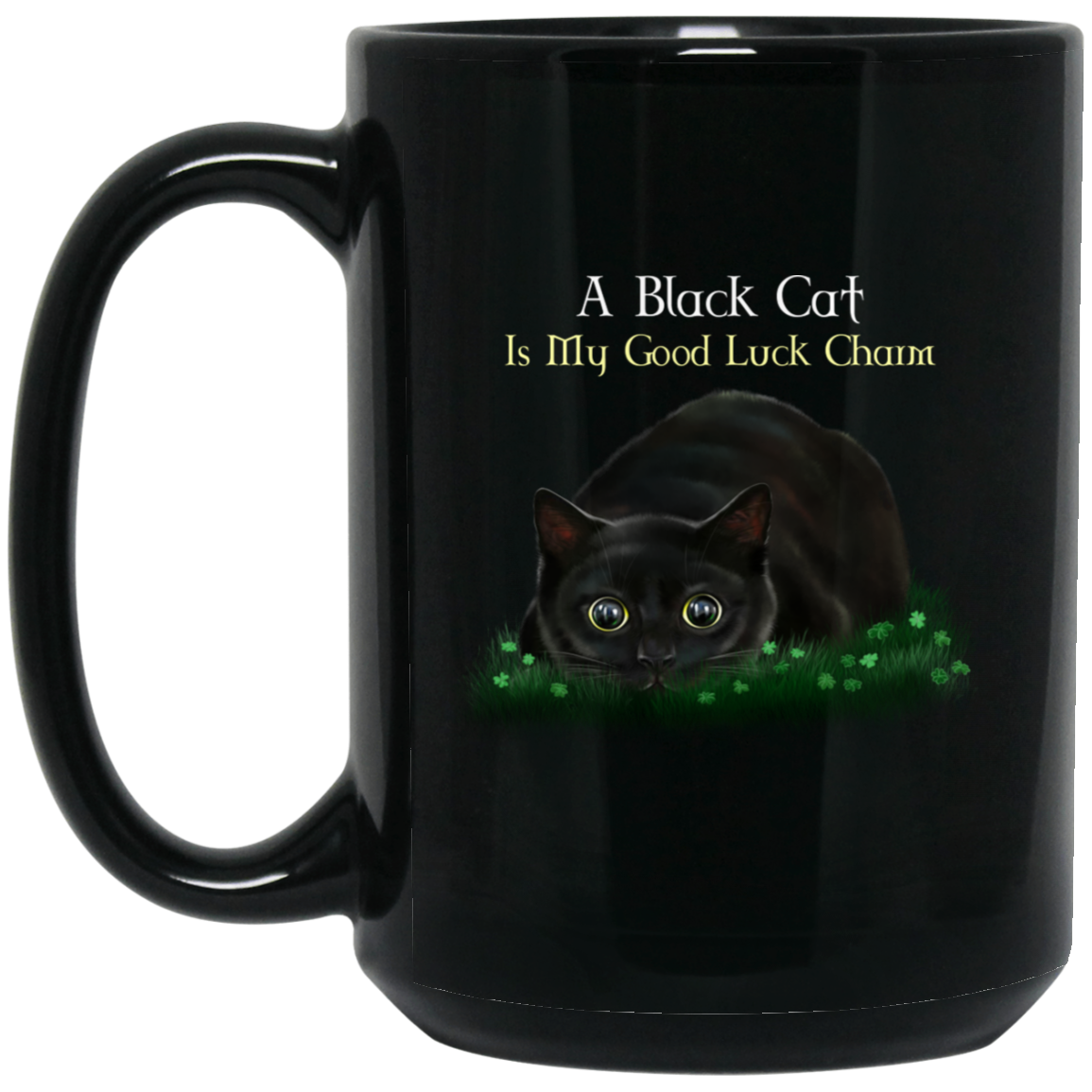 Cat Coffee Mug, Black Cat Gifts, A Black Cat Is My Good Luck Charm - GoneBold.gift