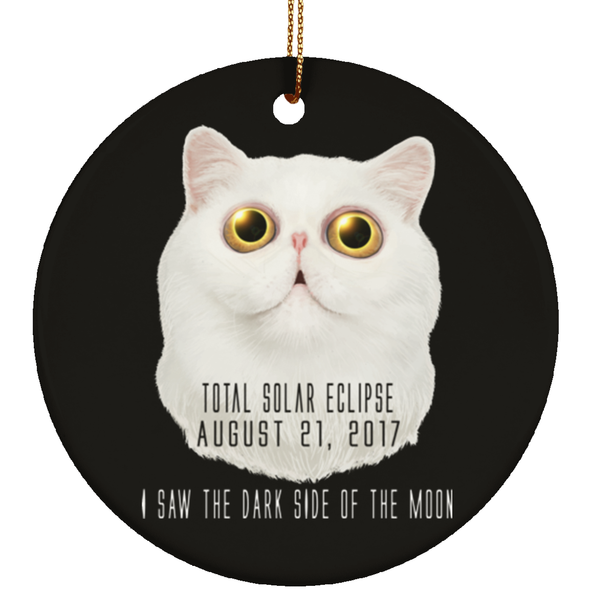 Christmas Tree Decorations - Solar Eclipse Cat Dark Side Of The Moon Ornament - GoneBold.gift