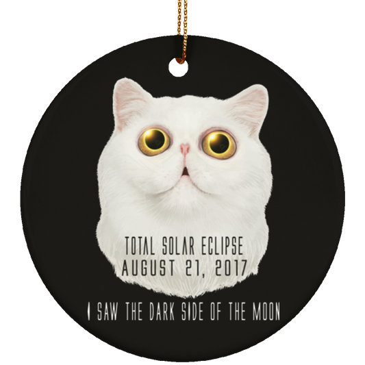 Christmas Tree Decorations - Solar Eclipse Cat Dark Side Of The Moon Ornament - GoneBold.gift