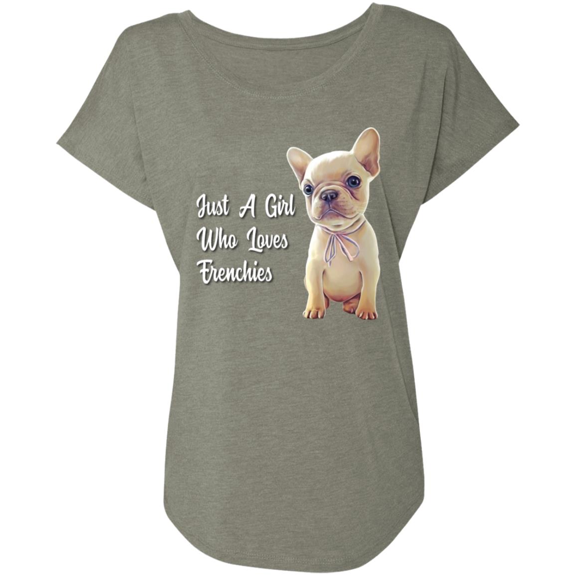 French Bulldog shirt, Just A Girl Who Loves Frenchies Dolman Sleeve - GoneBold.gift