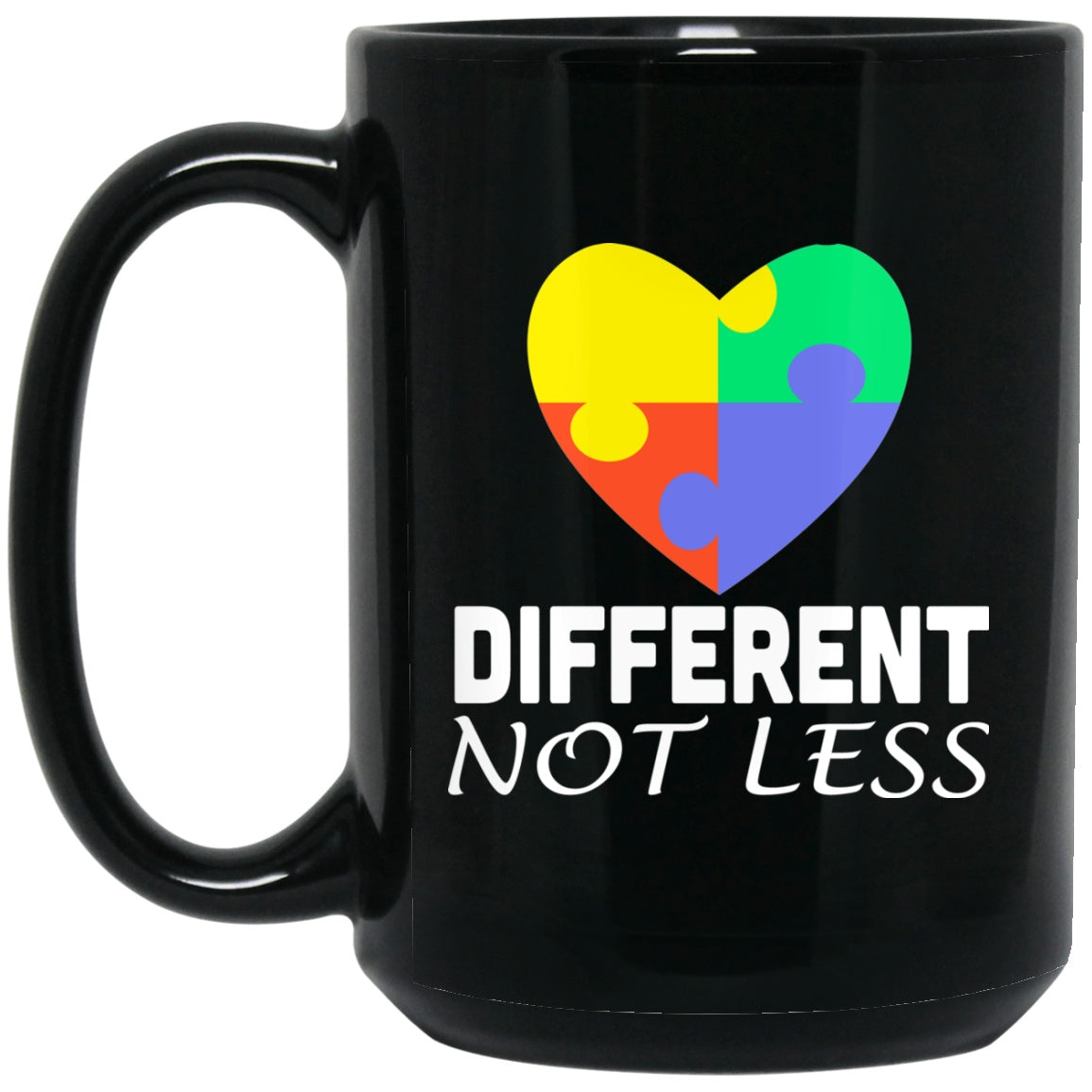 Autism Awareness Mug Different Not Less Heart jigsaw puzzle pieces Black Coffee Mugs - GoneBold.gift
