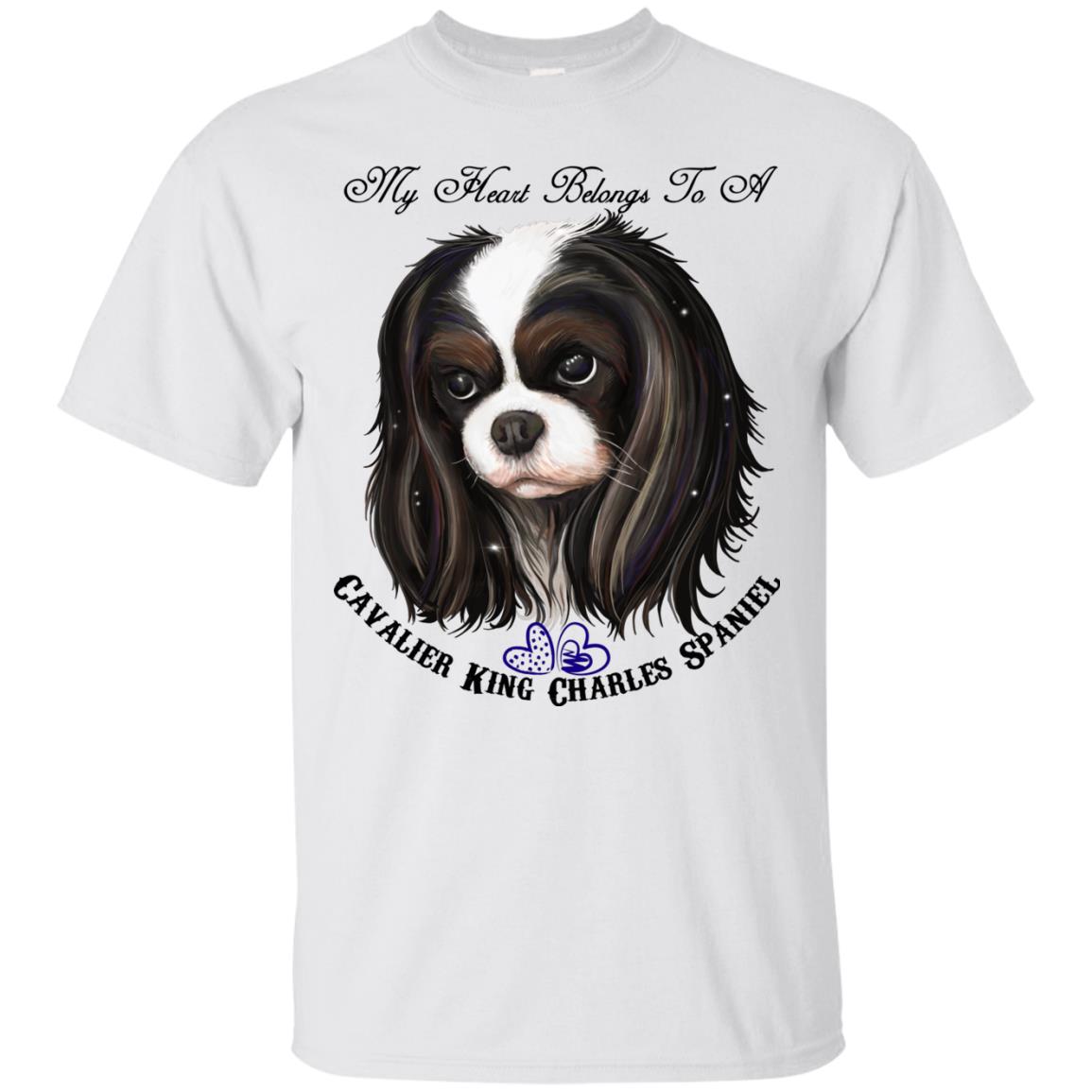 Cavalier King Charles spaniel Tricolor My Heart Cotton T-Shirt - GoneBold.gift