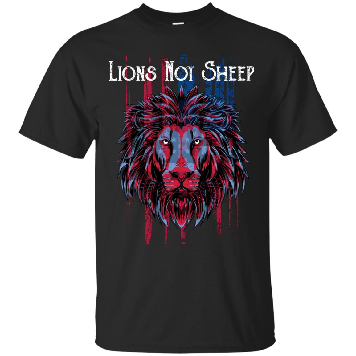USA Flat Patriotic T-Shirt - Lions - GoneBold.gift