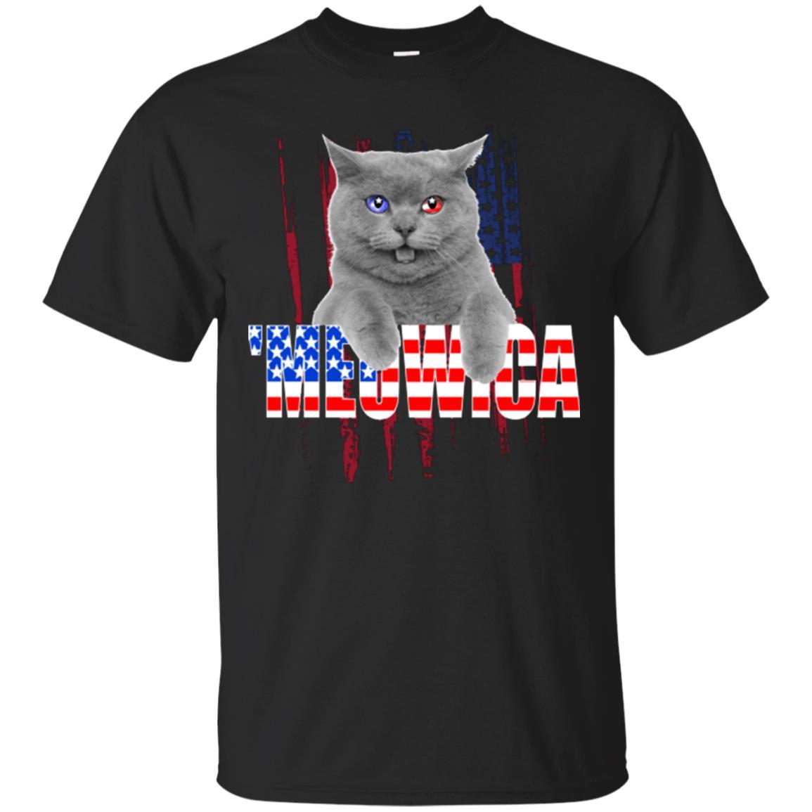 Cat Shirt Meowica US Flag Unisex Tees - GoneBold.gift