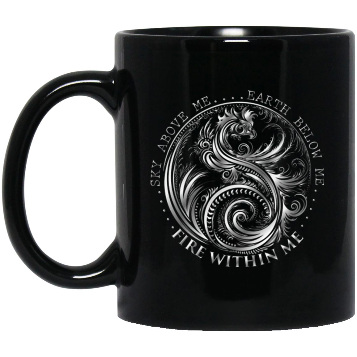 Dragon Mug Silver yin Yang Black Coffee Mugs - GoneBold.gift