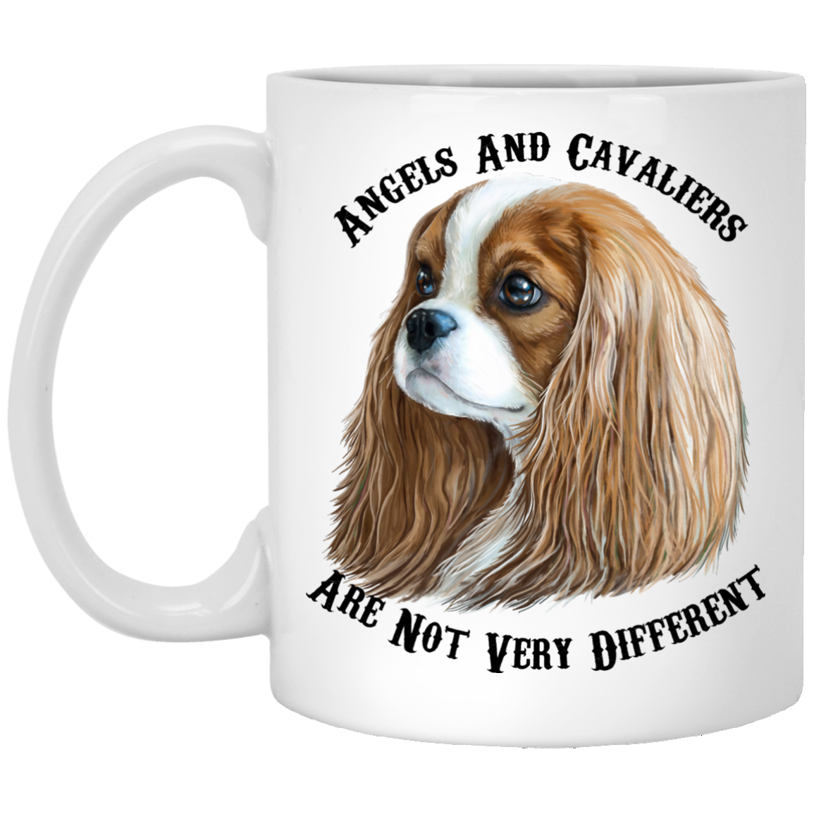 Cavalier King Charles Spaniel Gifts - Cavaliers And Angels Blenheim King Charles White Mugs White Mugs - GoneBold.gift