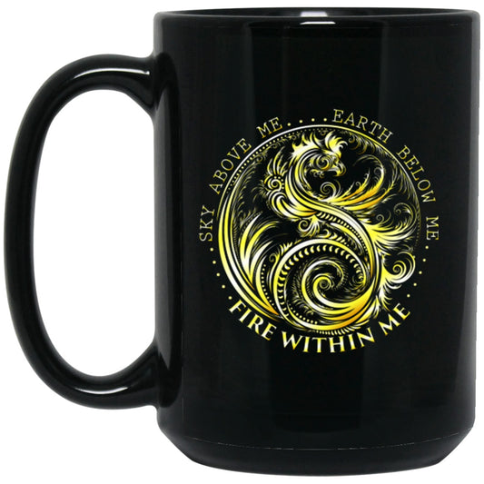 Dragon Mug Golden Dragon Quote Black Coffee Mugs - GoneBold.gift