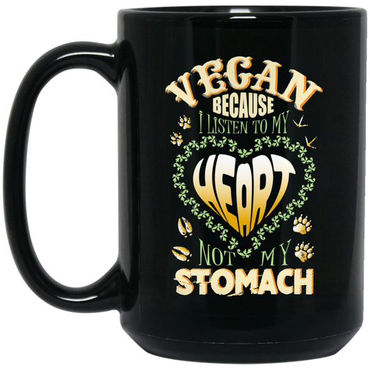 Vegan Coffee Mug - Listen To My Heart, Vegan Gifts - GoneBold.gift