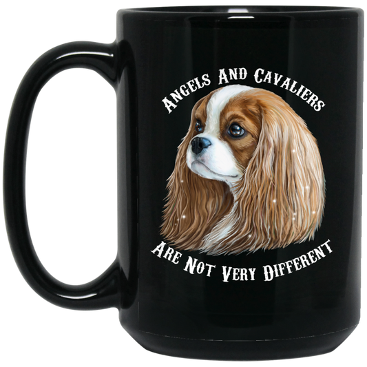 Cavalier King Charles Spaniel Gifts - Cavaliers And Angels Blenheim Cavalier Black Coffee Mug - GoneBold.gift