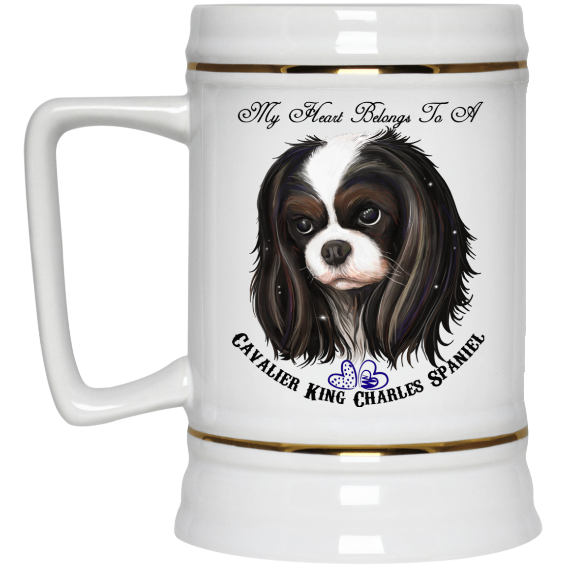 Cavalier King Charles Spaniel Gifts - My Heart Belong to A Cavalier Tricolor White Mugs - GoneBold.gift