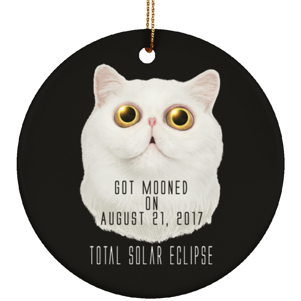 Christmas Tree Decorations - Solar Eclipse Cat Got Mooned Ornament - GoneBold.gift