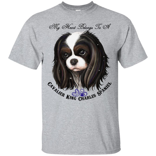 Cavalier King Charles spaniel Tricolor My Heart Cotton T-Shirt - GoneBold.gift