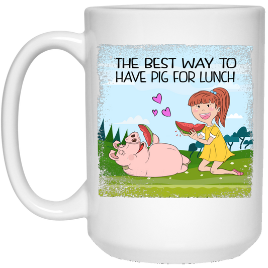 Vegan Mug, Vegan Gifts - The Best Way To Have Lunch With Pig - GoneBold.gift