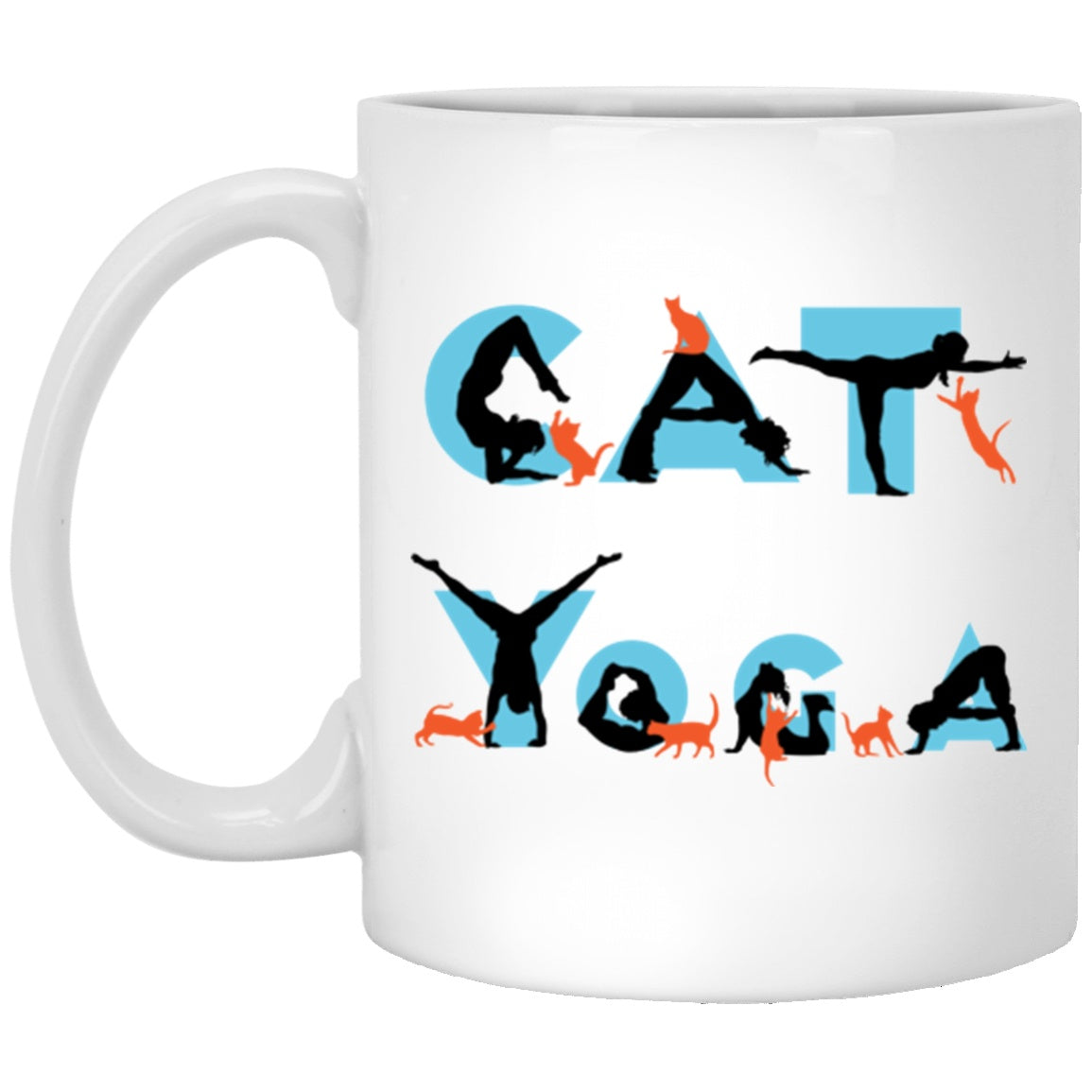 Cat Yoga Mug White Mugs - GoneBold.gift