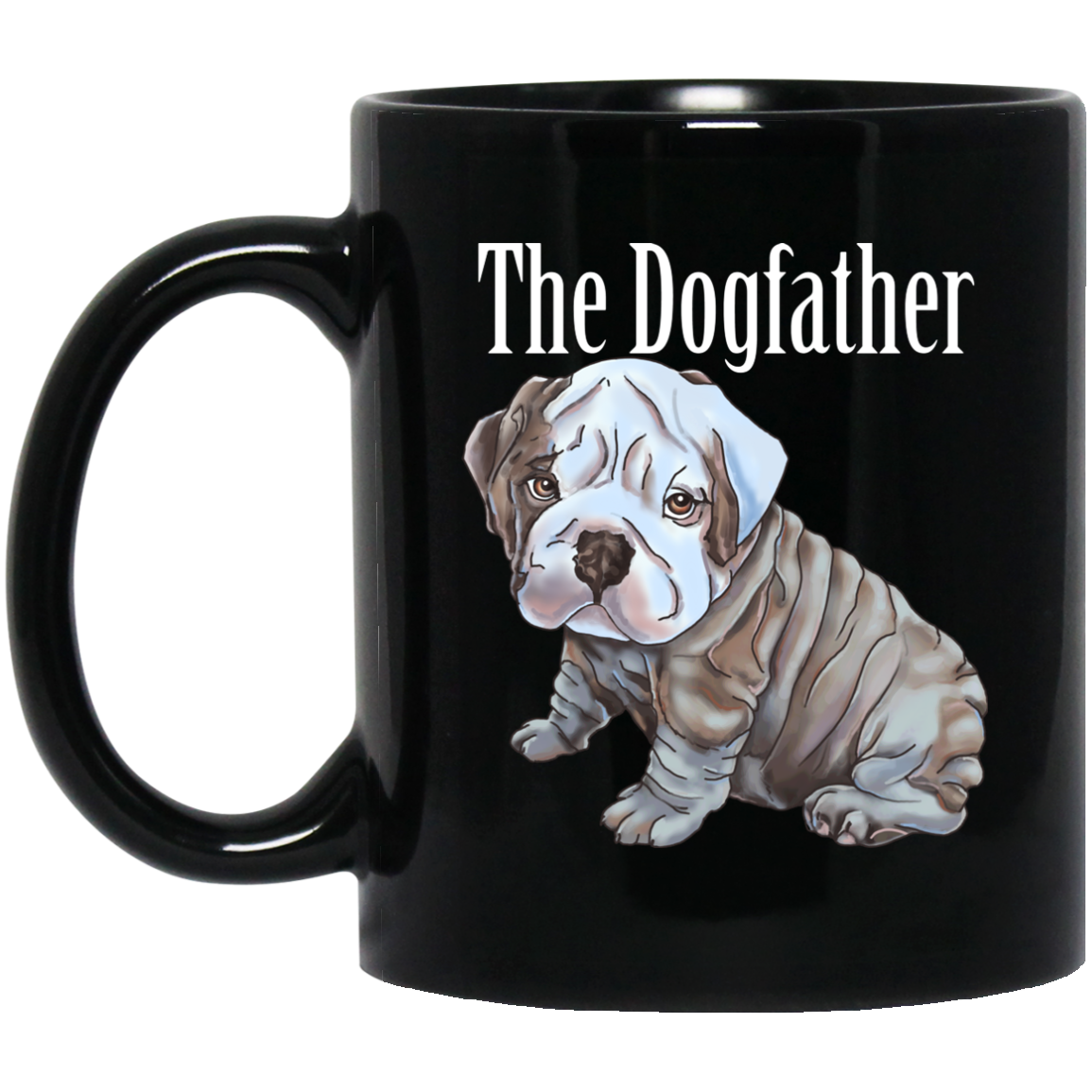 English Bulldog Mug - Dogfather Black Coffee Mugs - GoneBold.gift
