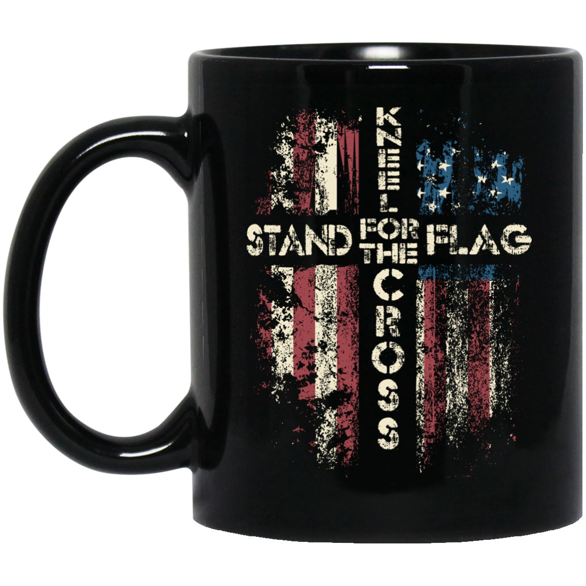 Stand For the Flag Kneel for The Cross Mug Patriotic Black Coffee Mugs - GoneBold.gift