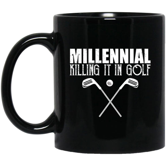 Millennial Golf Mug Black Coffee Mugs - GoneBold.gift