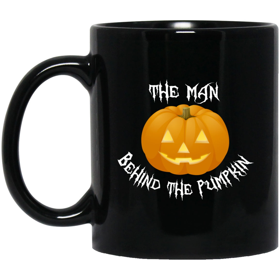 Man Behind The Pumpkin Mug Halloween Black Coffee Mugs - GoneBold.gift